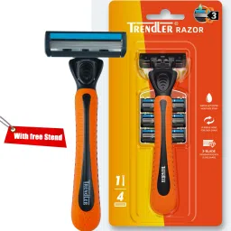 trendler 3 blade Razor for Men Handle + 4 Cartridges for Smooth & Comfortable shave, Men image 2