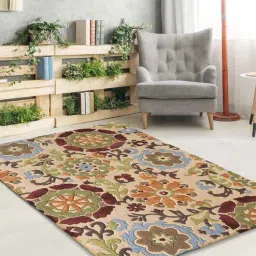 joyrugs by littlelooms Buy Multicolor Floral Wool and Art Silk 4 ft x 6 ft Hand Tufted Carpet-picture-13