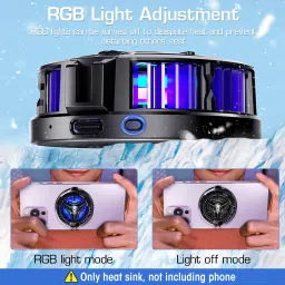 Verilux Mobile Phone Cooler with LCD Display and RGB Light for Gaming Ergonomic Cooling Pad image 3