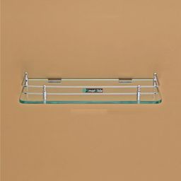 smart slide Transparent Glass Shelf for Bathroom/Wall Mounted Shelf with Bracket/Storage Shelf/Bathroom Stand/Kitchen Rack/Bathroom Accessories (15 X 6 inch) Glass, Steel Wall Shelf-picture-10