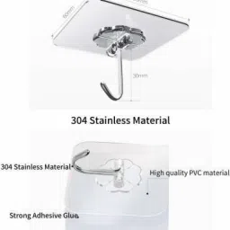 Pack of 12 Self Adhesive Hooks,Multi Purpose sticky hook/Towel Holder PinX12.239 Chrome, Clear Towel Holder-image-38