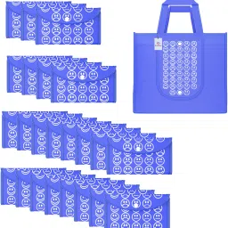 Pack of 24 Smile Print Foldable Grocery/Shopping Bags For Women | Dark Blue-image-98