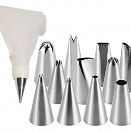 12 Piece Cake Decorating Set Frosting Icing Piping Bag Tips with Steel Nozzles. Reusable & Washable Kitchen Tool Set-image-14