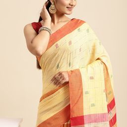 DESH BIDESH Yellow & Green Kotki Design Pure Cotton Taant Saree-picture-22