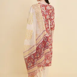 Royal Export Polka Dots Printed Notched Round Neck Regular Kurta With Trousers & Dupatta image 4