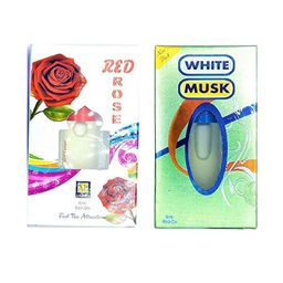 RAVIOUR LIFESTYLE Set Of 2 Red Rose & White Musk Alcohol Free Roll On Attar - 8 ml Each-57