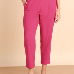 Maaesa Women Mid-Rise Cotton Trousers-image-100
