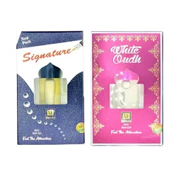 RAVIOUR LIFESTYLE Set Of 2 Signature & White Oudh Alcohol Free Roll On Attar - 8 ml Each-1