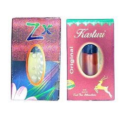 RAVIOUR LIFESTYLE Set Of 2 Kasturi & ZX Non Alcoholic Roll On Attar - 8 ml Each-55