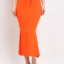 Sugathari Women Orange Solid Mermaid Like-Fit Saree Shapewear-image-22