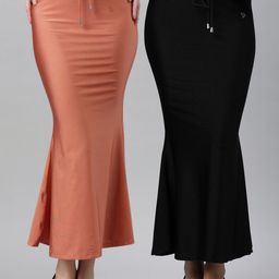 TWIN BIRDS Women Pack of 2 High Rise Stretchable Shimmer Saree shape wear-image-111