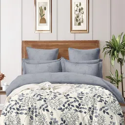 RRC White & Grey Floral Microfiber AC Room 210 GSM Double Bed Dohar-image-86