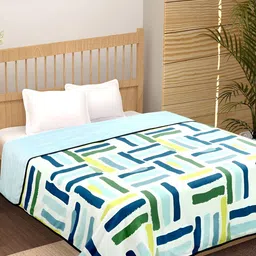 bsb home White & Green Printed Cotton 120 GSM Reversible Double Bed Dohar-28