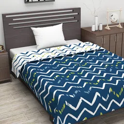 Divine Casa Blue & White Abstract AC Room 110 GSM Single Bed Dohar-image-72