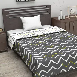 Divine Casa Grey & White Abstract AC Room 110 GSM Single Bed Dohar-98