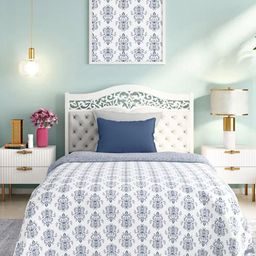 wakefit Blue & White Printed AC Room 110 GSM Reversible Single Bed Dohar-image-27