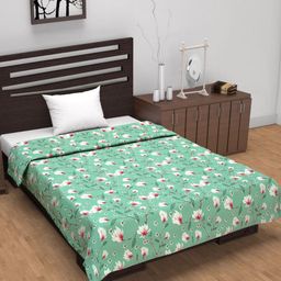 Divine Casa Sea Green & White Floral AC Room 120 GSM Single Bed Dohar-image-85