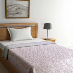 FABINALIV Mauve & Brown Geometric Cotton AC Room 300 GSM Reversible Single Bed Dohar-5