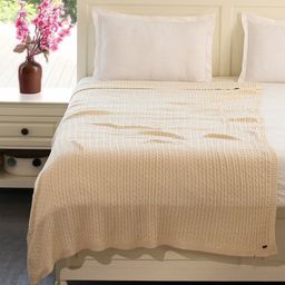 Pluchi Off White Cotton Striped AC Room 350 GSM Single Bed Dohar-image-11