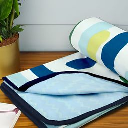 bsb home White & Green Printed Cotton 120 GSM Reversible Single Bed Dohar-image-35