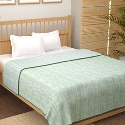 Story@home Green Striped AC Room 150 GSM Reversible Cotton Double Bed Dohar-image-34