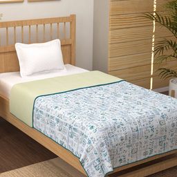 Story@home Yellow & Blue AC Room 150 GSM Reversible Cotton Single Bed Dohar-image-75