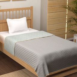 Story@home Cream-Coloured Printed AC Room 150 GSM Reversible Cotton Single Bed Dohar-image-77