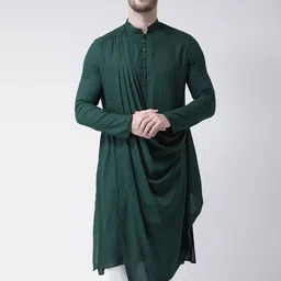 DEYANN Men Green Pleated Kurta with Churidar-picture-48