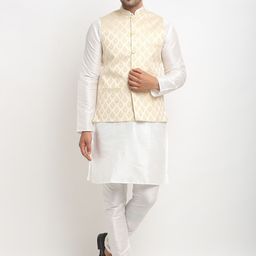 Kaifoo Men Multicoloured Kurta with Churidar & Nehru Jacket-28