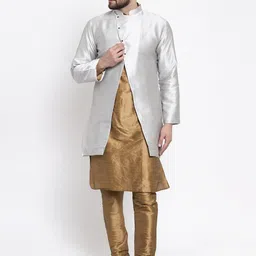 Kaifoo Men Copper-Toned Kurta & Churidar With Jacket-image-30