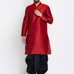 ROYAL KURTA Men Maroon Kurta with Dhoti Pants-image-38