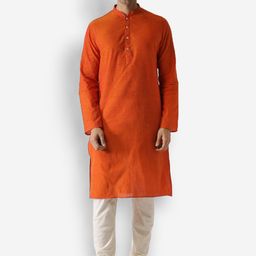 KISAH Men Orange Kurta with Churidar-37