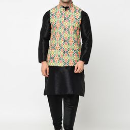 Kaifoo Men Green Kurta with Churidar & Nehru Jacket-87