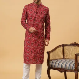 TABARD Bandhani Printed Regular Pure Cotton Kurta With Churidar-image-48