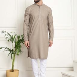 SOJANYA Checked Mandarin Collar Long Sleeves Thread Work Pure Cotton Kurta with Churidar-6