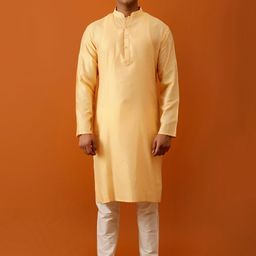 Streaks & Crosses Striped Thread Work Mandarin Collar Regular Kurta with Churidar-picture-0