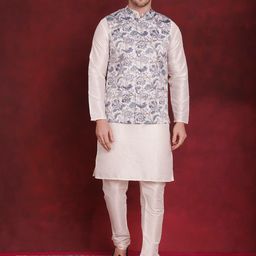 Jompers Woven Design Kurta With Pyjama & Nehru Jacket image 1