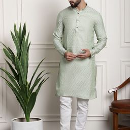 SOJANYA Floral Woven Design Mandarin Collar Kurta with Churidar-image-31