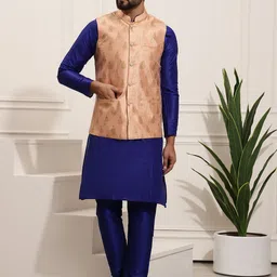 SOJANYA Band Collar Straight Kurta & Churidar with Nehru jacket-picture-40