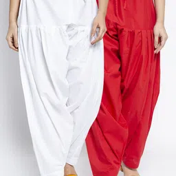 GRACIT Women Pack of 2 White & Red Solid Loose Fit Cotton Salwar-picture-21