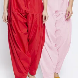Jinfo Women Pack Of 2 Red & Pink Solid Pure Cotton Salwar-image-90