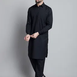 Jompers Solid Pathani Kurta with Pyjamas-image-88