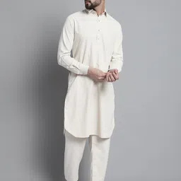 Jompers Men Cotton Solid Pathani Kurta with Pyjamas-20