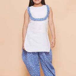 Modish Couture Girls Round Neck Straight Pure Cotton Kurta with Salwar-image-32