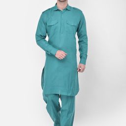SG LEMAN Men Green Regular Kurta with Salwar-image-13