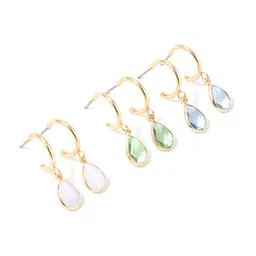 Accessorize London Women Set of 3 Blue Harvest Crystal Huggie Hoop Earring image 2