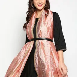 Dupatta Bazaar Peach-Coloured & Gold-Toned Ethnic Motifs Printed Printed Dupatta image 2