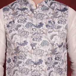 Jompers Woven Design Kurta With Pyjama & Nehru Jacket image 2