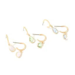 Accessorize London Women Set of 3 Blue Harvest Crystal Huggie Hoop Earring image 3