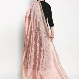 Dupatta Bazaar Peach-Coloured & Gold-Toned Ethnic Motifs Printed Printed Dupatta image 3
